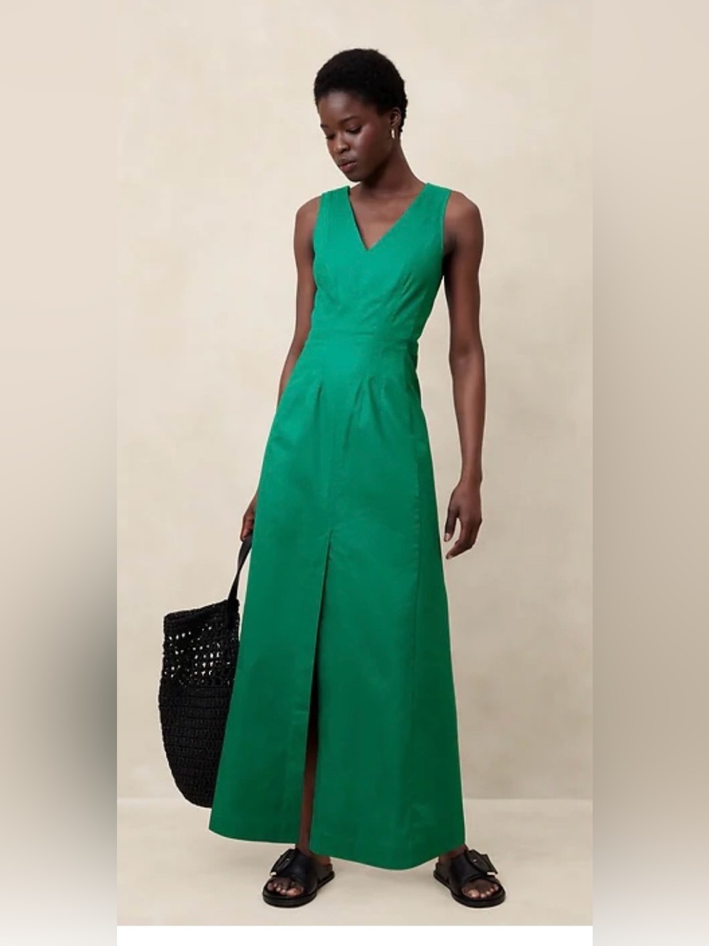 Banana Republic Emerald Green V-Neck Maxi Dress